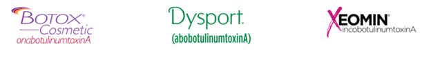 Botox, Dysport, and Xeomin logos